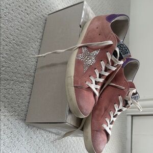 Golden Goose Pink and Purple Star Sneakers